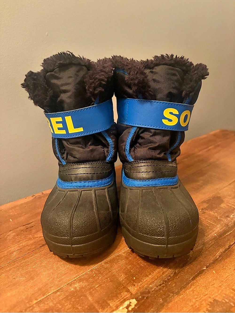 Sorel Snow Commander Waterproof Winter Boot Kids Snow Boots Black & Blue Girls